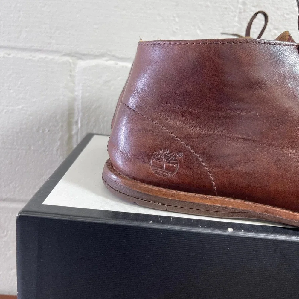 Timberland A152E Brown Leather Chukka Ankle Boots Lace Up Men's Size 9.5 US